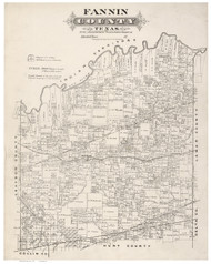 Fannin County Texas ca1870 - Old Map Reprint