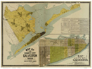 Galveston County Texas 1891 - Old Map Reprint