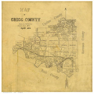 Gregg County Texas 1876 - Old Map Reprint