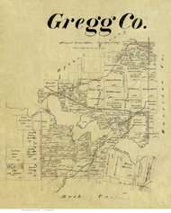Gregg County Texas 1887 - Old Map Reprint