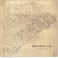 Houston County Texas 1896 - Old Map Reprint