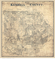 Kendall County Texas 1889 (1919) - Old Map Reprint