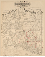 Lamar County Texas ca1870 Copy A - Old Map Reprint