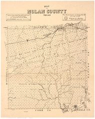 Nolan County Texas ca1890 - Old Map Reprint