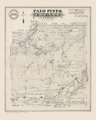 Palo Pinto County Texas ca1880 - Old Map Reprint