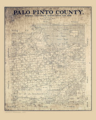Palo Pinto County Texas 1898 - Old Map Reprint