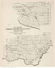 Parts of Presidio, Brewster, & Foley County Texas 1891 - Old Map Reprint