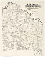 Red River County Texas 1870 - Old Map Reprint