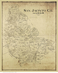 San Jacinto County Texas 1889 (1914) - Old Map Reprint