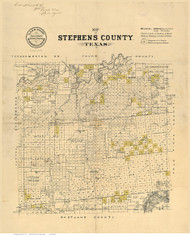 Stephens County Texas 1870 - Old Map Reprint