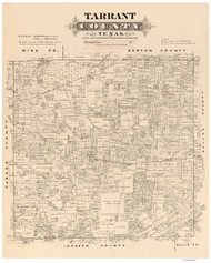Tarrant County Texas ca1870 - Old Map Reprint
