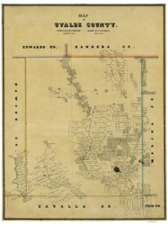 Uvalde County Texas 1862 - Old Map Reprint