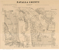 Zavalla County Texas 1879 - Old Map Reprint