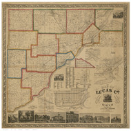 Lucas County Ohio 1861 - Old Map Reprint