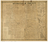 Muskingum County Ohio 1852 - Old Map Reprint