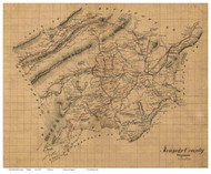 Roanoke County Virginia 1865 - Old Map Reprint