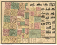 Bennington County Vermont 1856 - Old Map Reprint