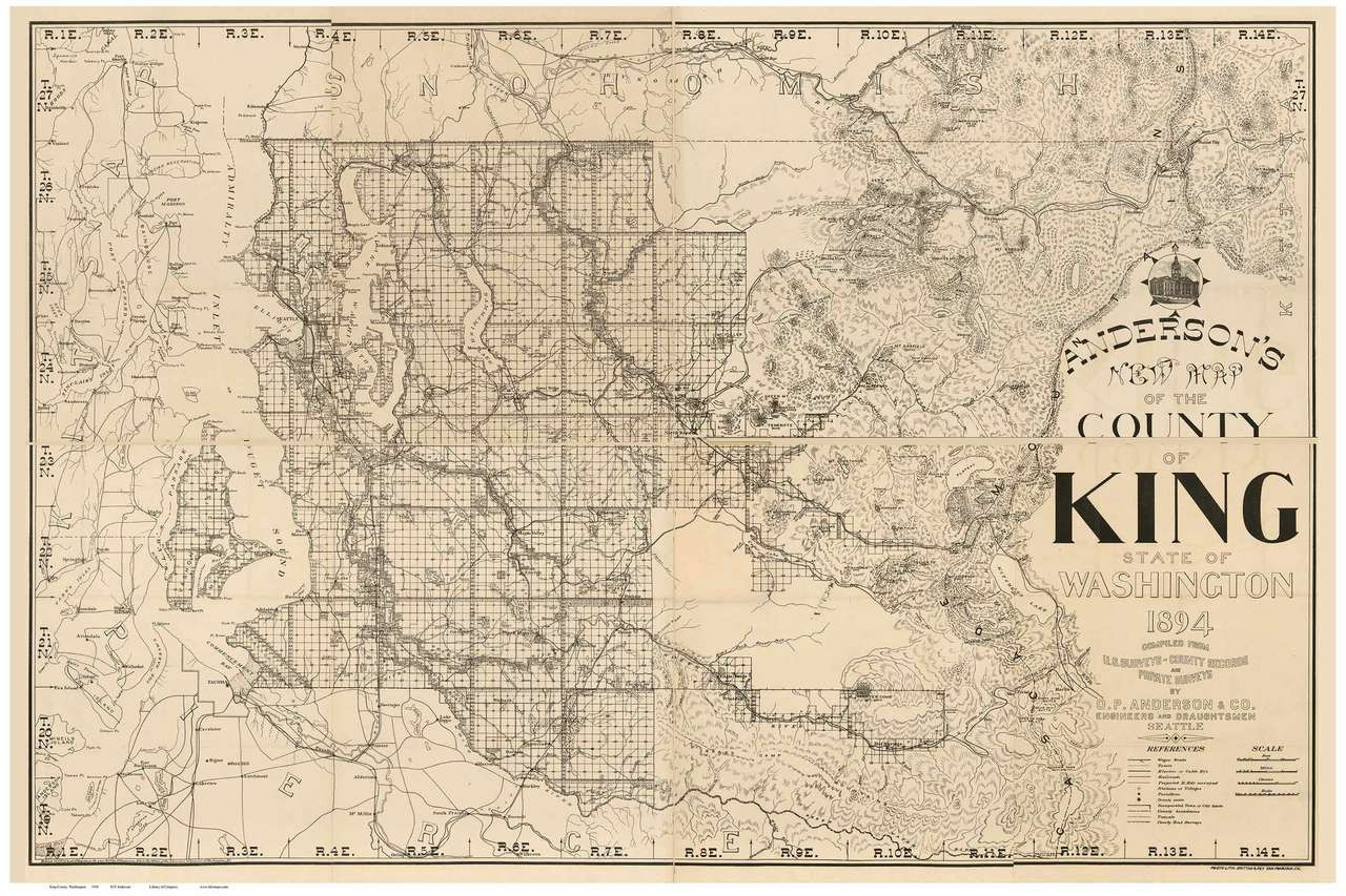 King County Washington 1894 Old Map Reprint Old Maps 6150