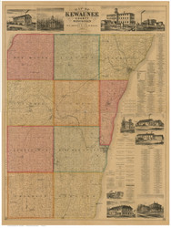 Kewaunee County Wisconsin 1895 - Old Map Reprint