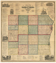 Racine & Kenosha County Wisconsin 1873 - Old Map Reprint