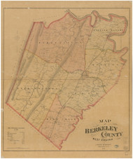Berkeley County West Virginia 1894 - Old Wall Map Reprint