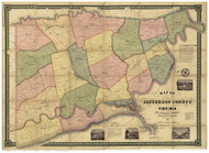 Jefferson County West Virginia 1852 - Old Wall Map Reprint
