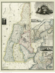 New Hampshire 1816 Carrigain - Old State Map Reprint