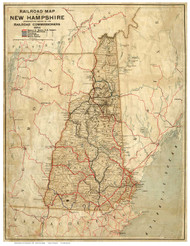 New Hampshire 1894 Railroad Map - Old State Map Reprint