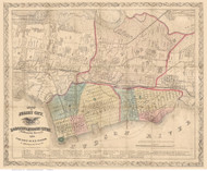 Jersey City 1855 Wood - Old Map Reprint - New Jersey Cities