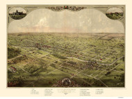 Lansing, Michigan 1866 Bird's Eye View