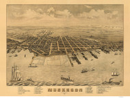 Muskegon, Michigan 1874 Bird's Eye View