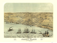Saint Clair, Michigan 1868 Bird's Eye View