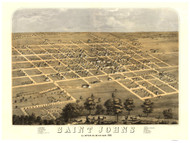 Saint Johns, Michigan 1868 Bird's Eye View