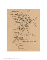 Putney Village, Vermont 1856 Old Town Map Custom Print - Windham Co.