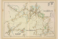 East Bridgewater, Elmwood, & West Bridgewater Villages, Massachusetts 1903 Old Town Map Reprint - Plymouth Co.