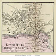 Lower Mills Village, Massachusetts 1858 Old Town Map Custom Print - Norfolk Co.