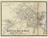 Meeting House Hill Village, Massachusetts 1858 Old Town Map Custom Print - Norfolk Co.