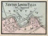 Lower Falls Village, Massachusetts 1858 Old Town Map Custom Print - Norfolk Co.