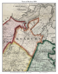 Roxbury, Massachusetts 1858 Old Town Map Custom Print - Norfolk Co.