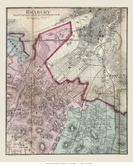 Roxbury Village, Massachusetts 1858 Old Town Map Custom Print - Norfolk Co.