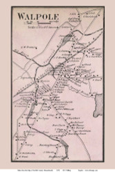 Walpole Village, Massachusetts 1858 Old Town Map Custom Print - Norfolk Co.