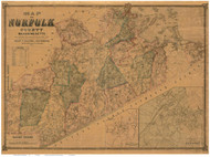 Norfolk County Massachusetts 1853 - Old Map Reprint LC