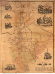 Woodbury 1854  - Old Map Reprint - New Jersey Cities