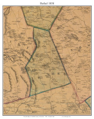 Bethel, Connecticut 1858 Fairfield Co. - Old Map Custom Print