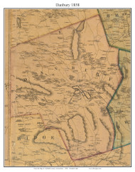 Danbury, Connecticut 1858 Fairfield Co. - Old Map Custom Print