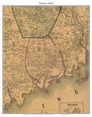 Darien, Connecticut 1858 Fairfield Co. - Old Map Custom Print