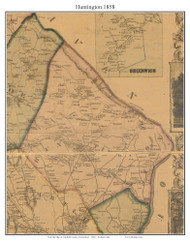 Huntington, Connecticut 1858 Fairfield Co. - Old Map Custom Print