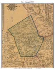 New Canaan, Connecticut 1858 Fairfield Co. - Old Map Custom Print