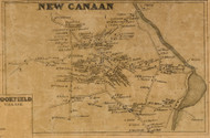 New Canaan Village, Connecticut 1858 Fairfield Co. - Old Map Custom Print