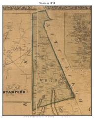 Sherman, Connecticut 1858 Fairfield Co. - Old Map Custom Print